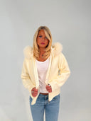 Pelz-Reißverschlussjacke Weiß