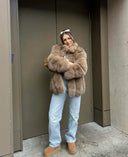 STRAIGHT ROWS LONG COAT TAUPE