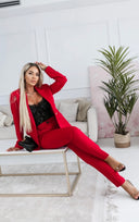 Spodnie Velmora – Czerwona Elegancja Stretch