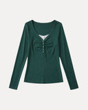 Ruched Henley Top
