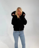 PELZ-REISSVERSCHLUSSJACKE SCHWARZ