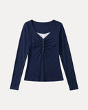 Ruched Henley Top