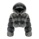 CROPPED MINI HOODED COAT SMOKE