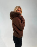 Pelz-Reißverschlussjacke Schokolade