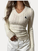 Cable Knit V-Neck Sweater
