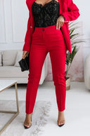 Spodnie Velmora – Czerwona Elegancja Stretch