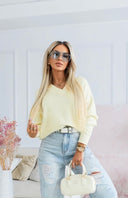 Sweter Soft V-Neck – Jasny Żółty