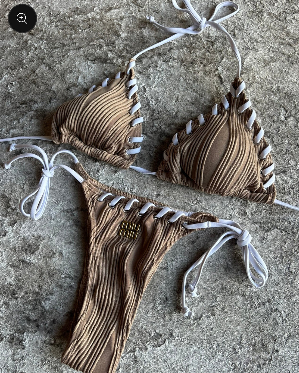 MIU MIU BROWN WHITE BIKINI