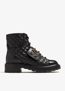 CC QUILTED COMBAT BOOTS BLACK