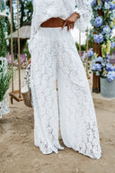 KOMPLET AŻUROWY SAINT TROPEZ BOHO TOP + SPODNIE BIAŁY