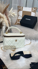 top handle vanity white bag