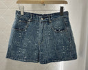 pattern denim shorts