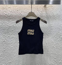 MIU MIU TANKTOP MIT GOLDENEN BUCHSTABEN