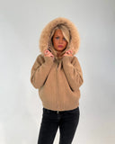 VESTE ZIPPÉE EN FOURRURE MARRON