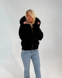 PELZ-REISSVERSCHLUSSJACKE SCHWARZ