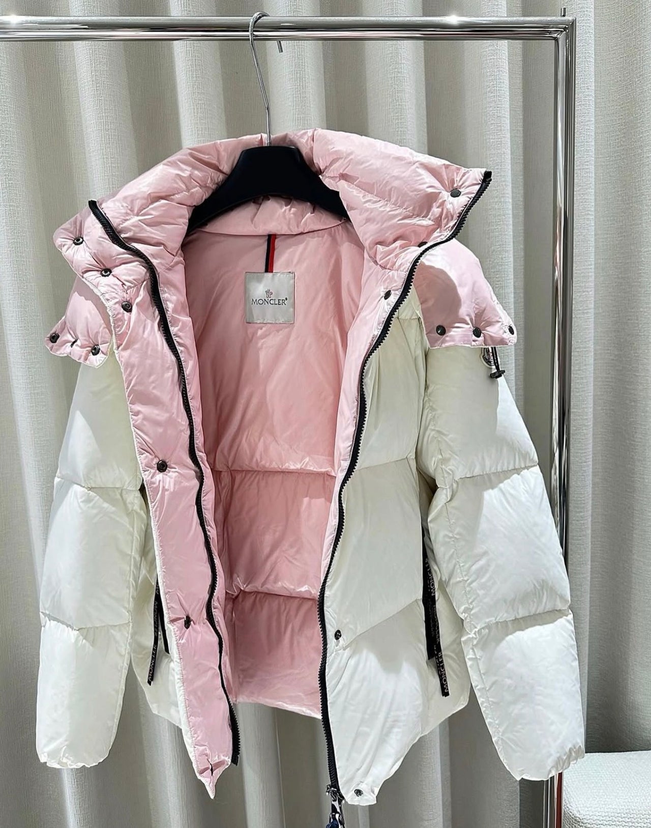 Moncler white pink coat