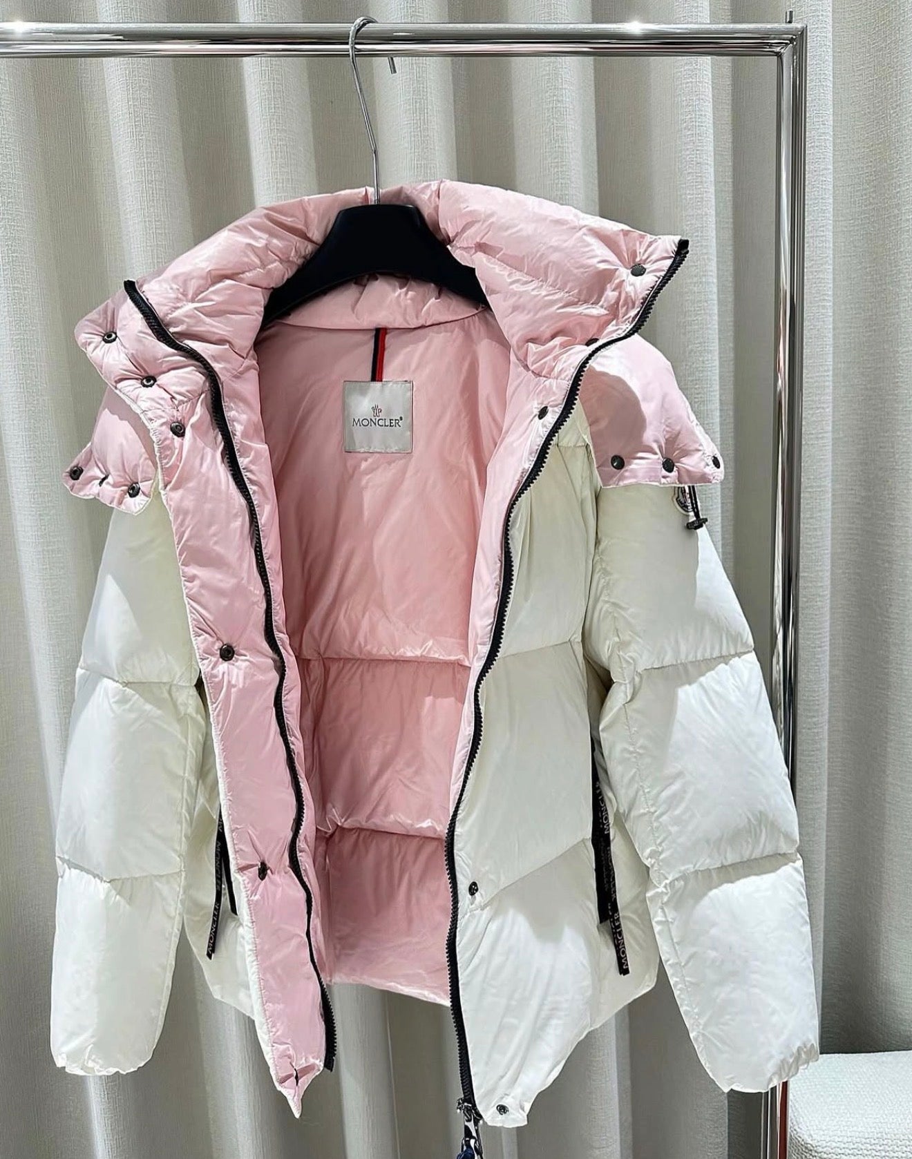 Moncler white pink coat