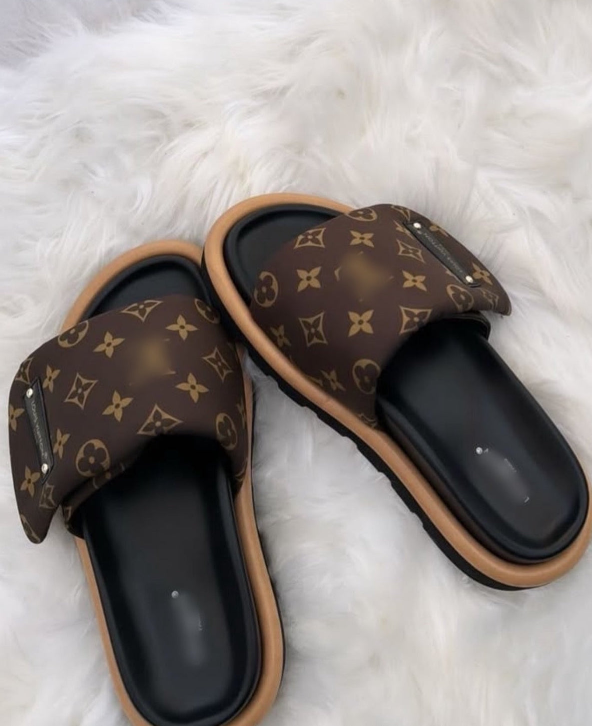 LV pillow slides brown