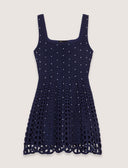 MAJE RHINESTONE MINI NAVY DRESS