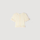 SANDRA RUFFLED KNIT CARDIGAN WHITE