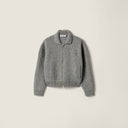 Miue wool zipper cardigan dark grey