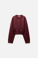 Cropped Knit Sweater with Wide Sleeves